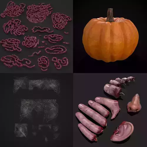 Halloween Prop Mix Eight 3D Model Collection