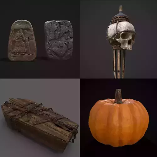 Halloween Prop Mix Nine 3D Model Collection