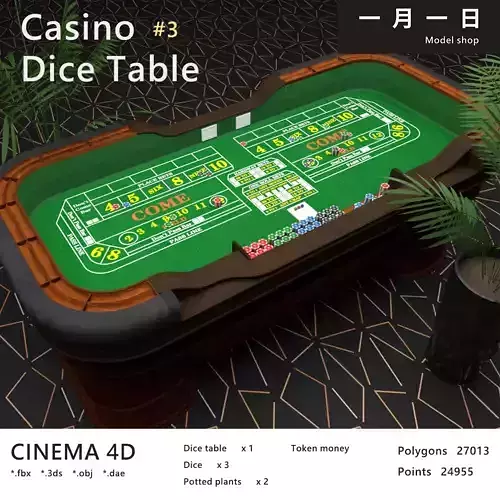 Casino Dice Table 3D model