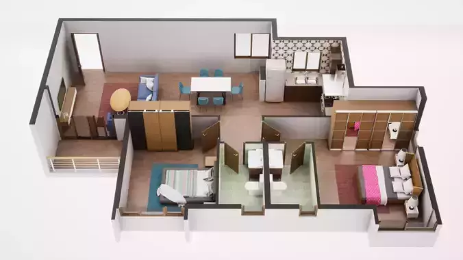 3D Floor Plan Model 22