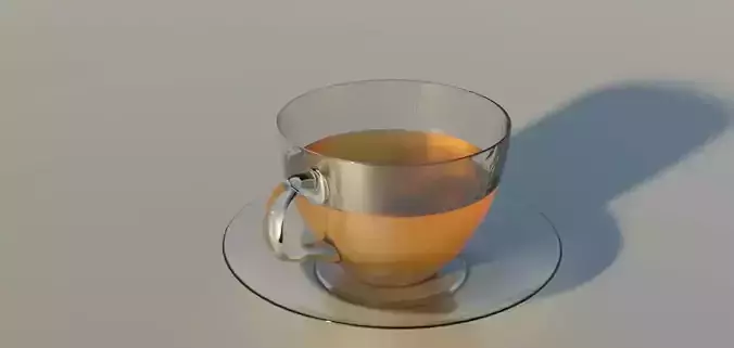 cup with tea and plate of glass