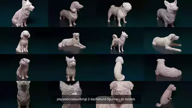 playstationetworkmgl 2 dachshund figurine 3D Model Collection