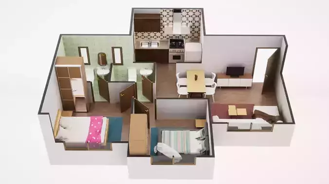 3D Floor Plan Model 23