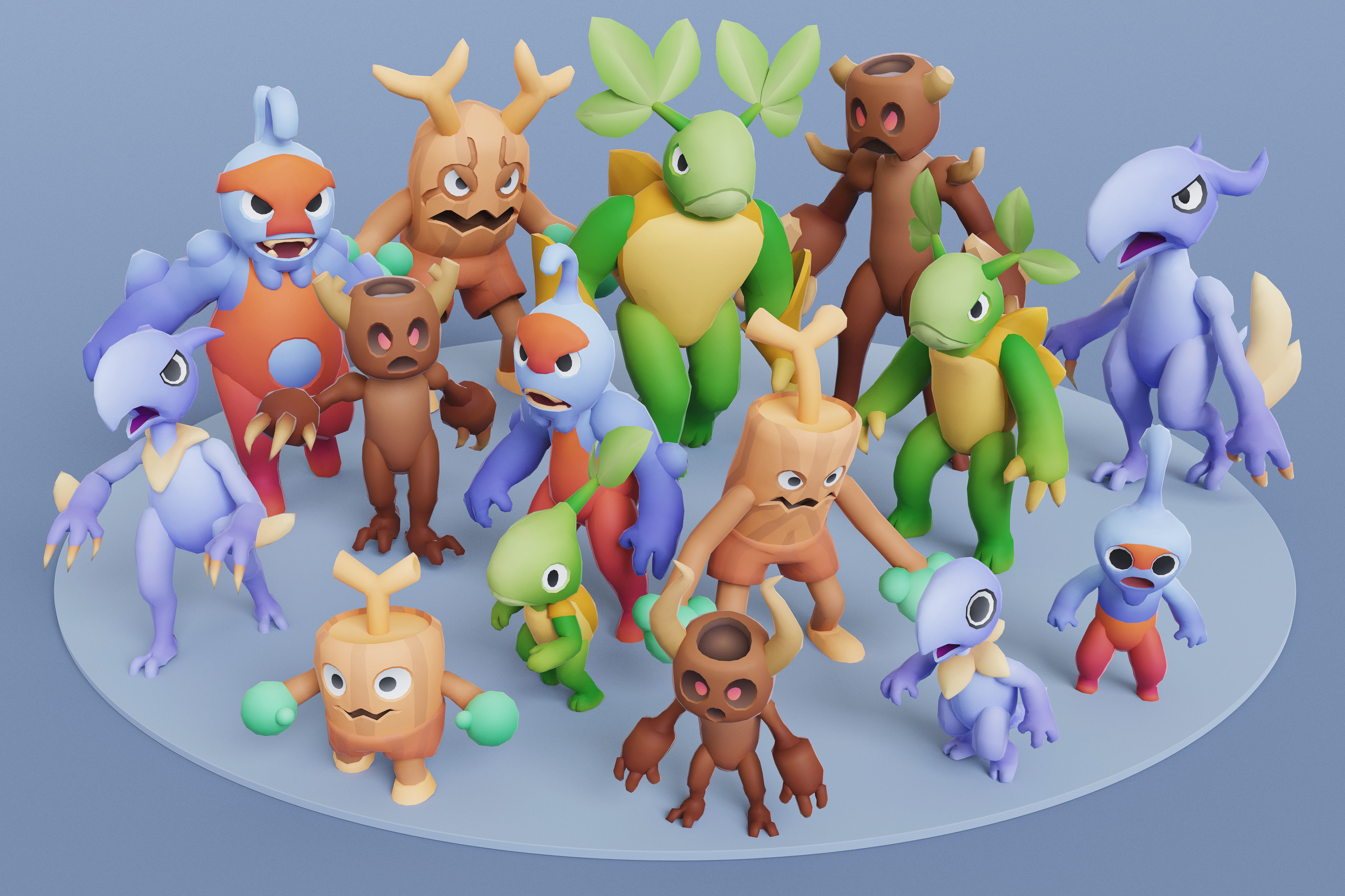 Cartoon Characters - Creatures Mega Pack  Low-poly 3D model_51