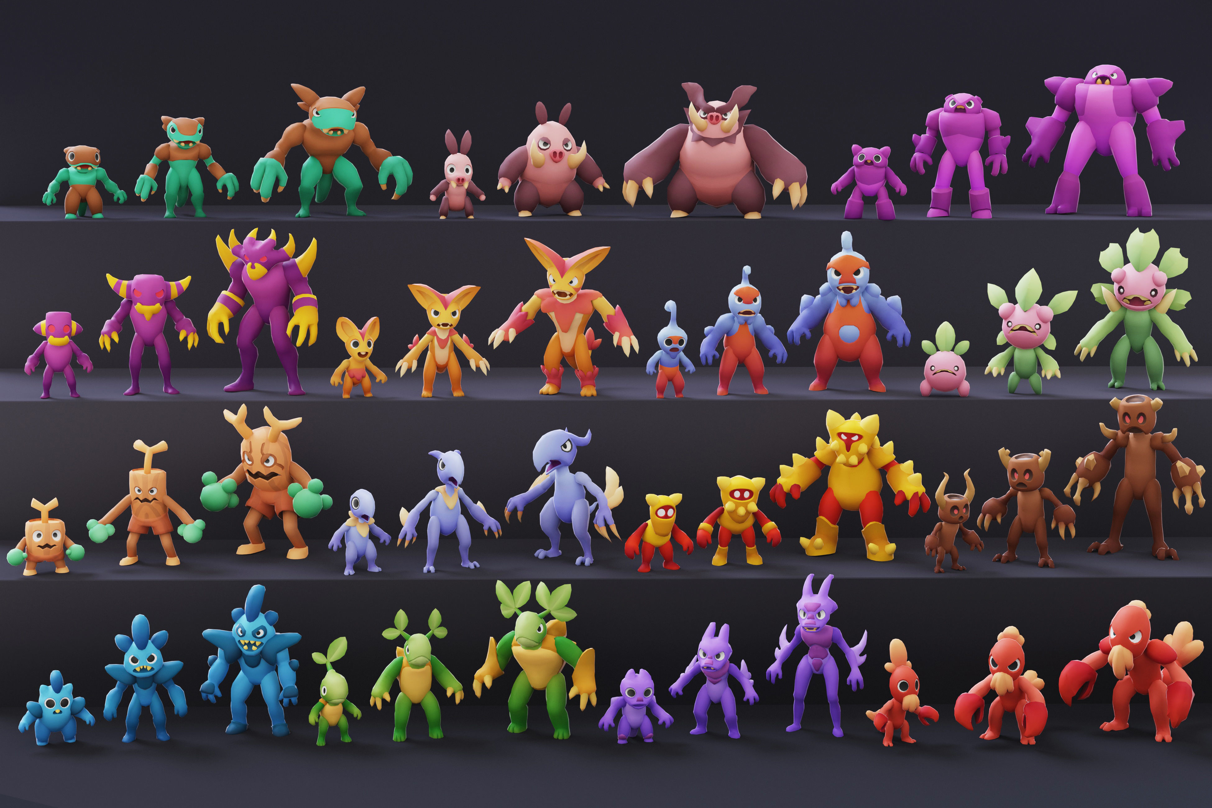 Cartoon Characters - Creatures Mega Pack  Low-poly 3D model_49