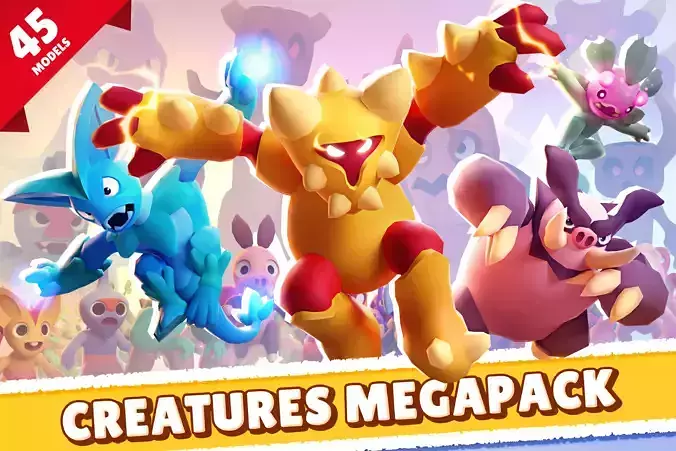Cartoon Characters - Creatures Mega Pack  Low-poly 3D model