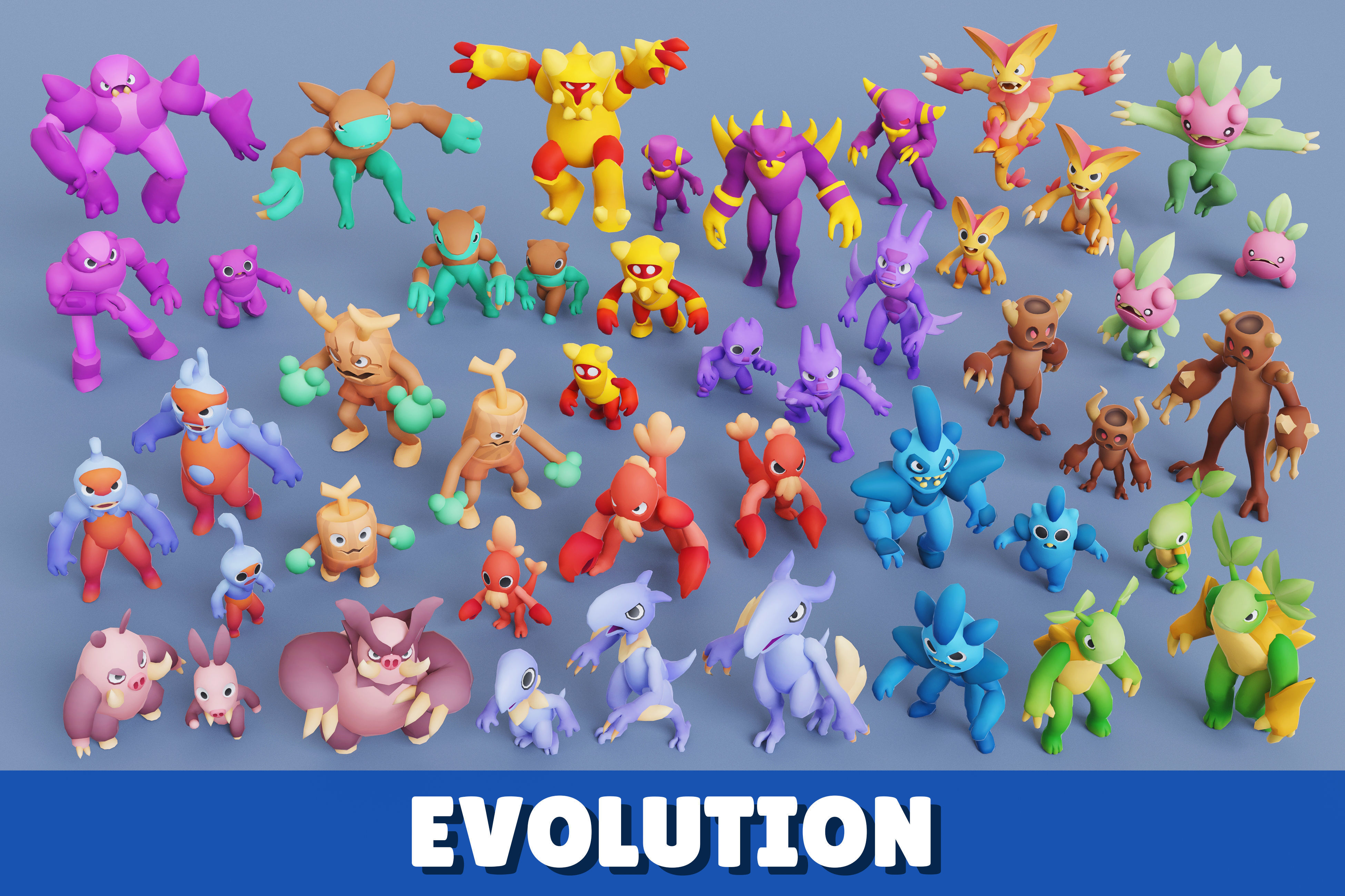 Cartoon Characters - Creatures Mega Pack  Low-poly 3D model_48