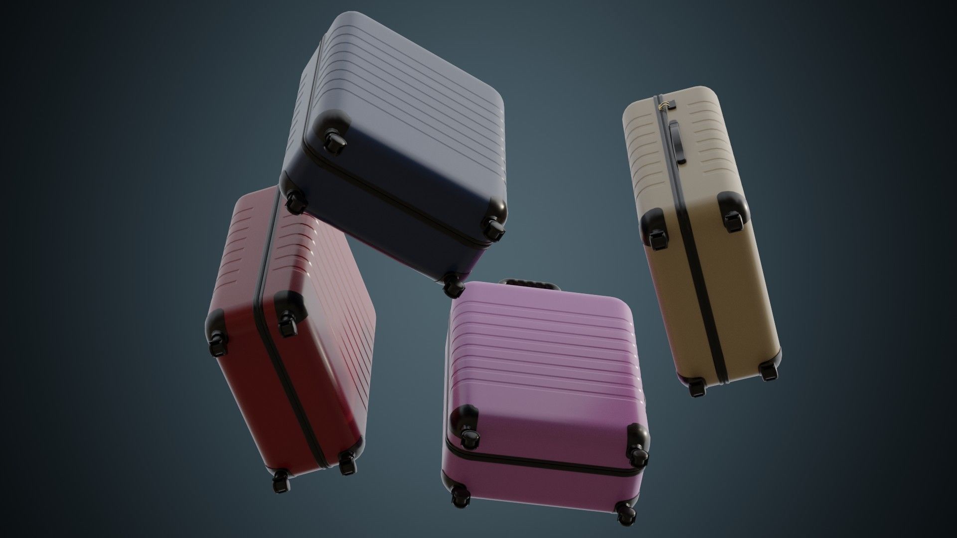 Rolling Suitcase 1A Low-poly 3D model_2