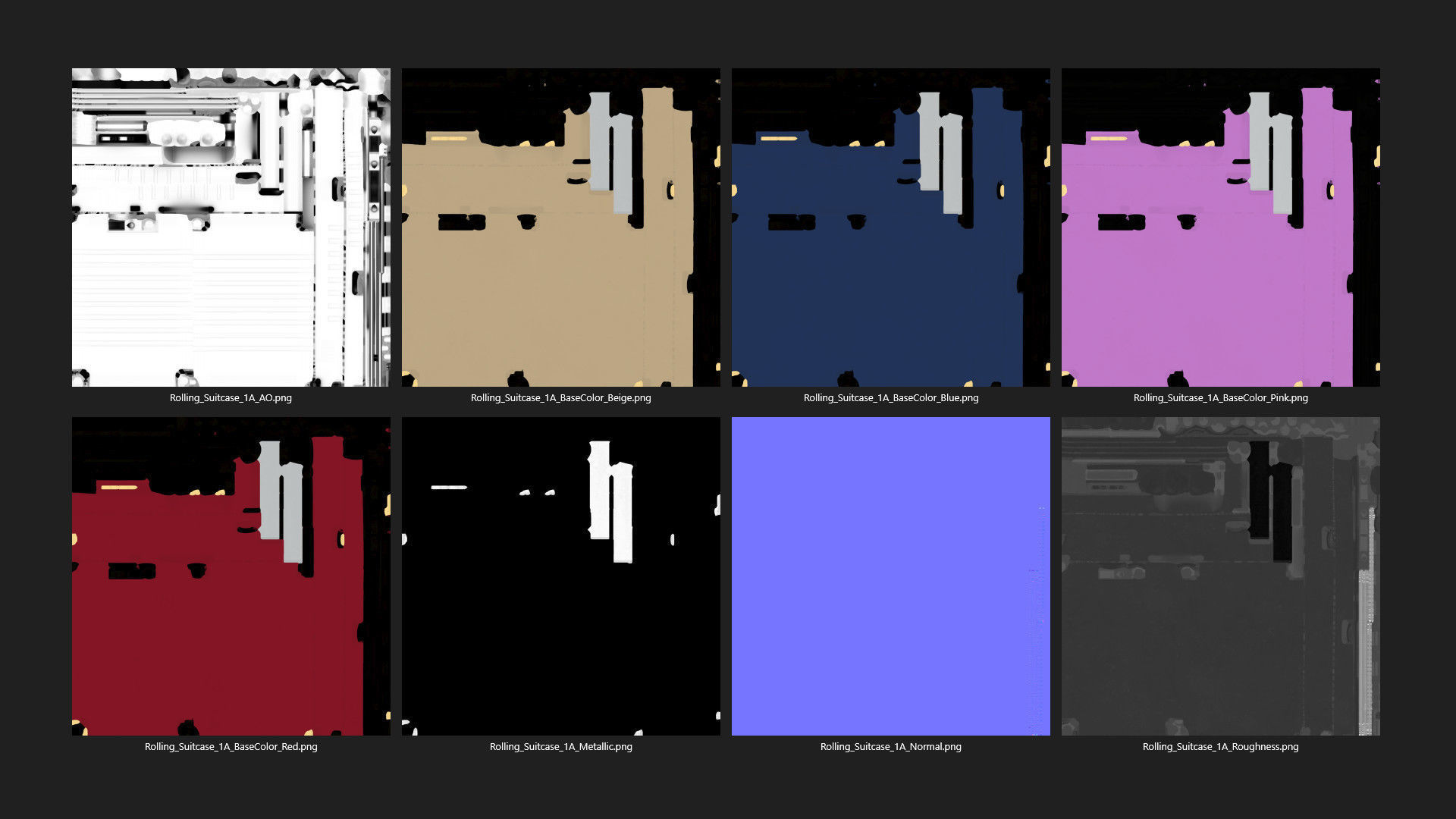 Rolling Suitcase 1A Low-poly 3D model_11