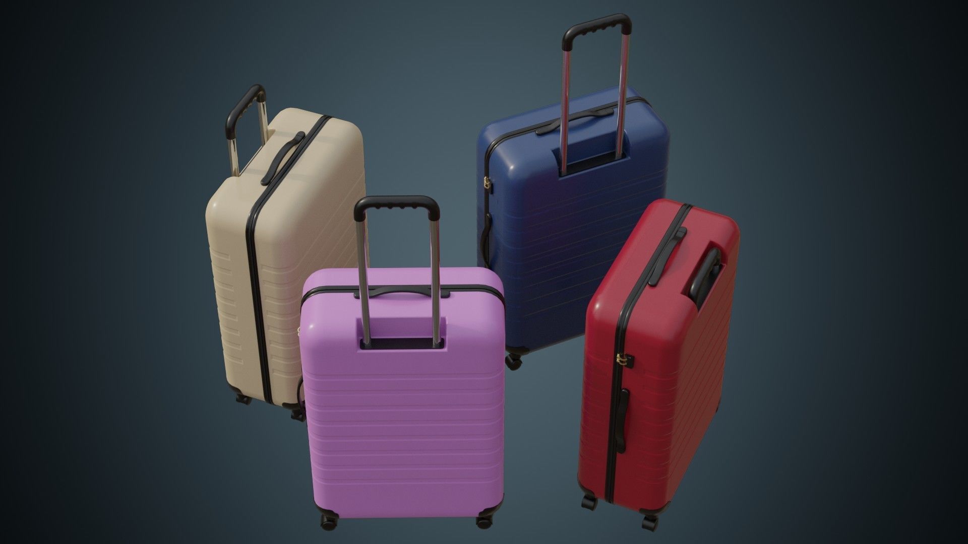 Rolling Suitcase 1A Low-poly 3D model_1