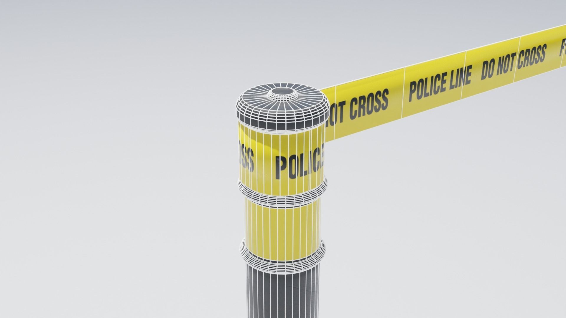 Police Tape Barrier with Multiple Lengths 4K Low-poly 3D model_8