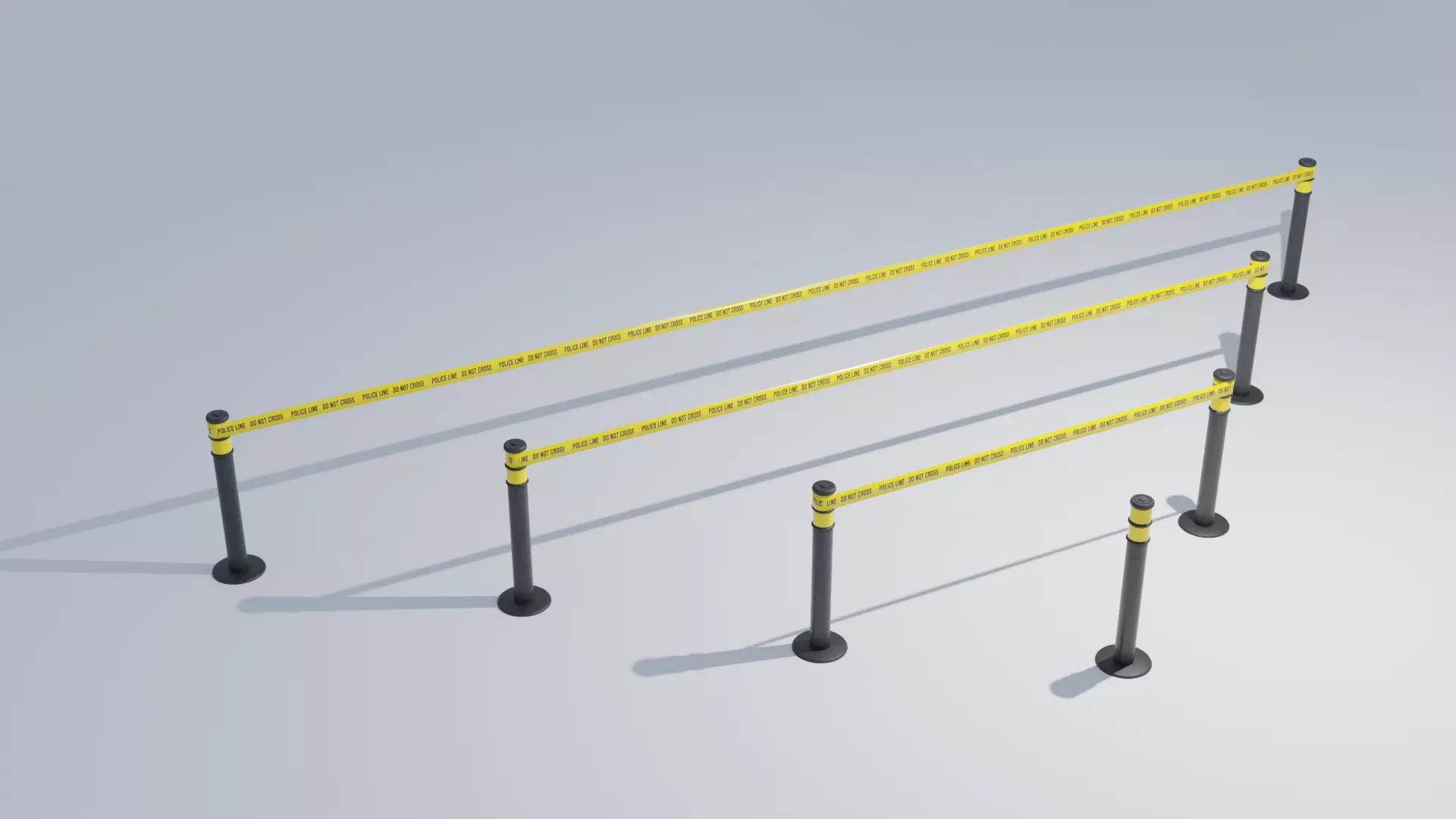 Police Tape Barrier with Multiple Lengths 4K Low-poly 3D model_0