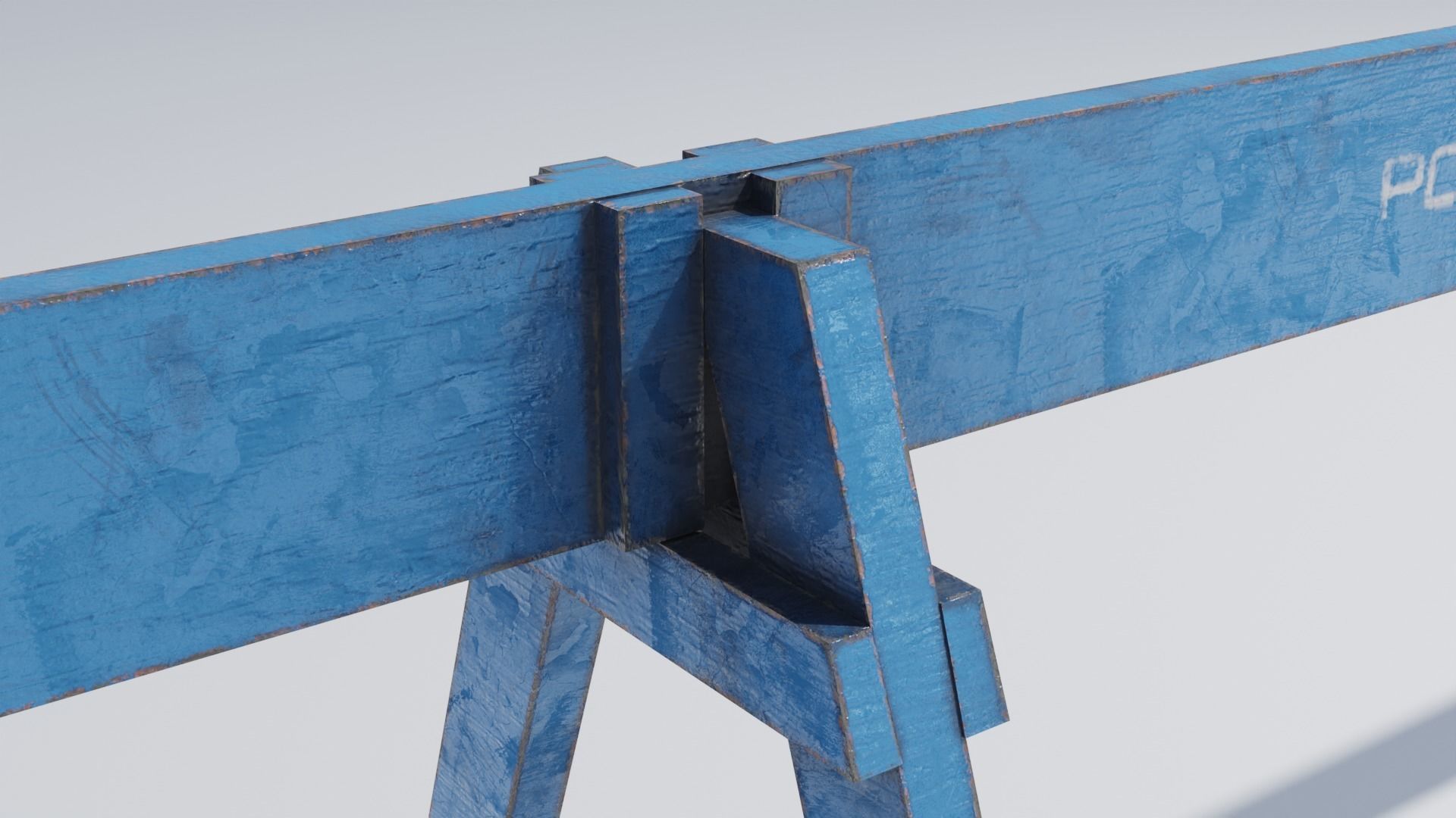 Wooden Police Barriers with 4K Textures Low-poly 3D model_8