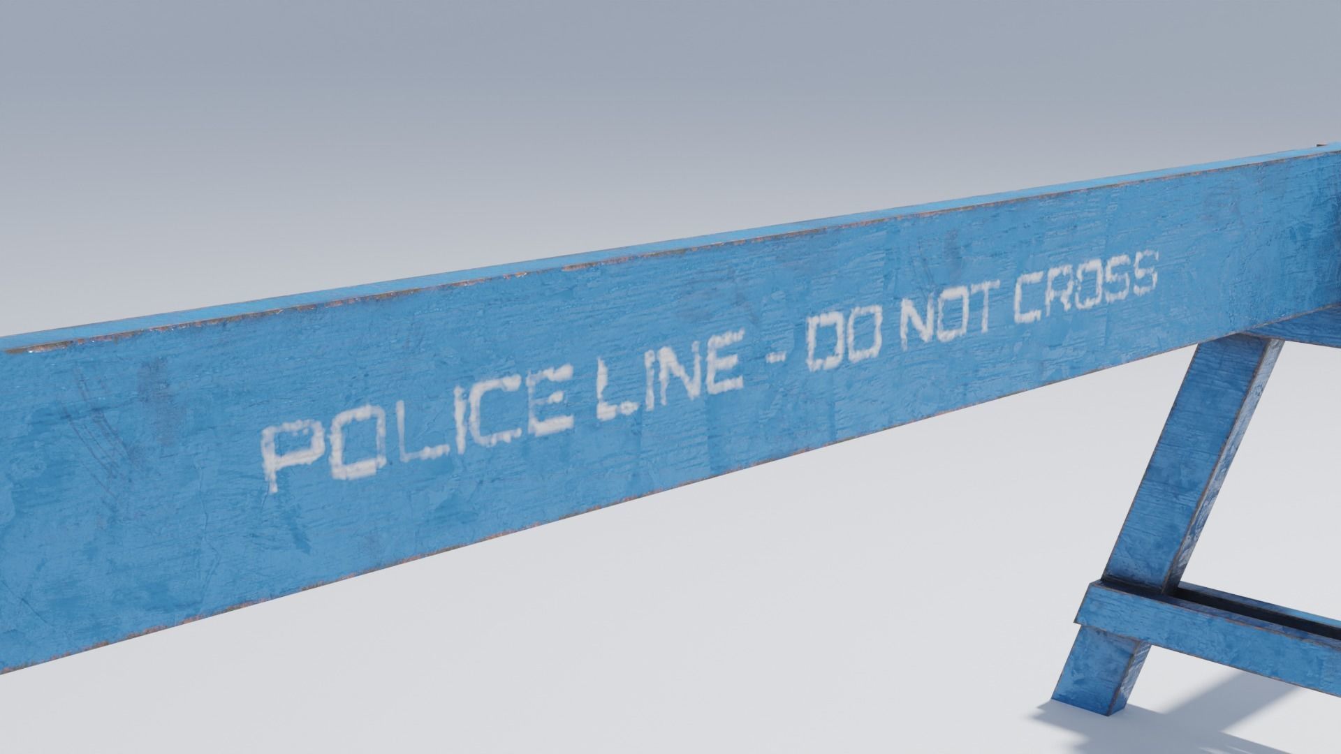 Wooden Police Barriers with 4K Textures Low-poly 3D model_9
