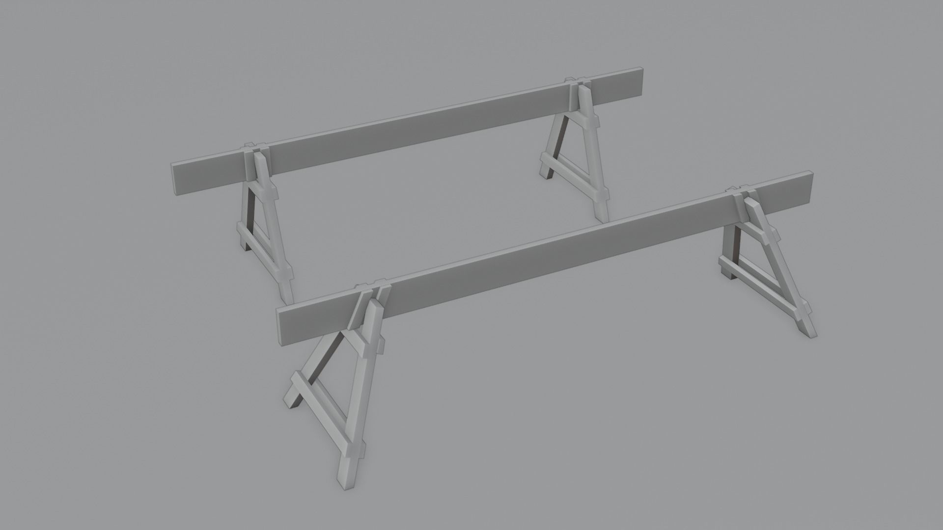 Wooden Police Barriers with 4K Textures Low-poly 3D model_2