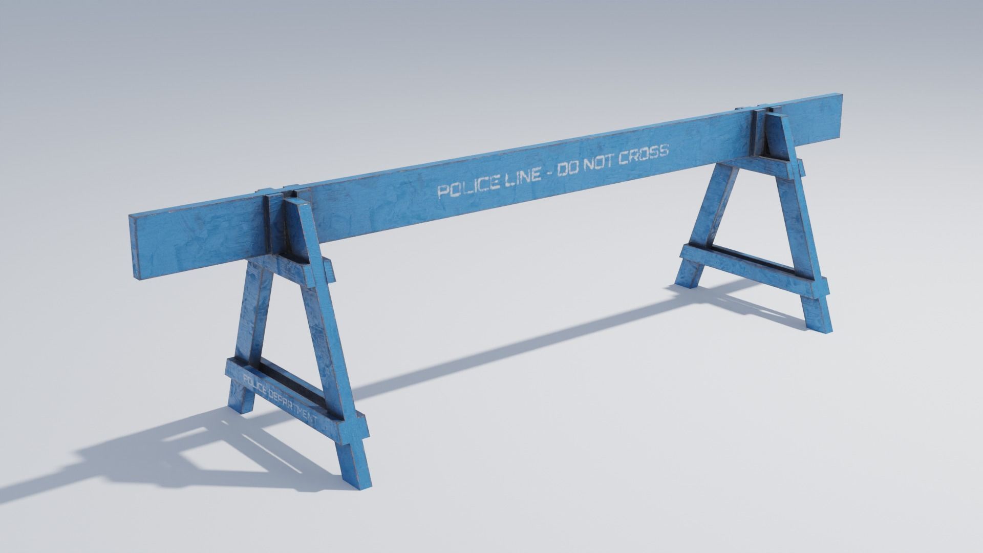 Wooden Police Barriers with 4K Textures Low-poly 3D model_3