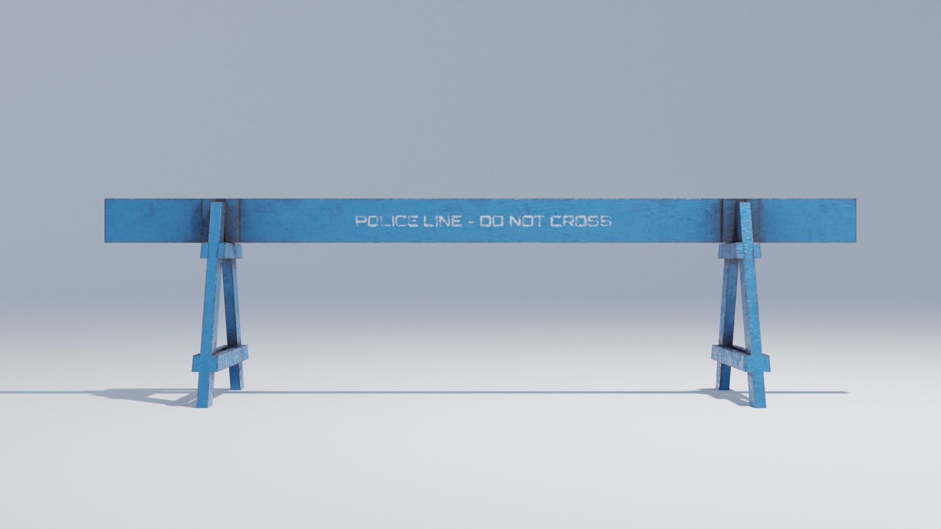 Wooden Police Barriers with 4K Textures Low-poly 3D model_5