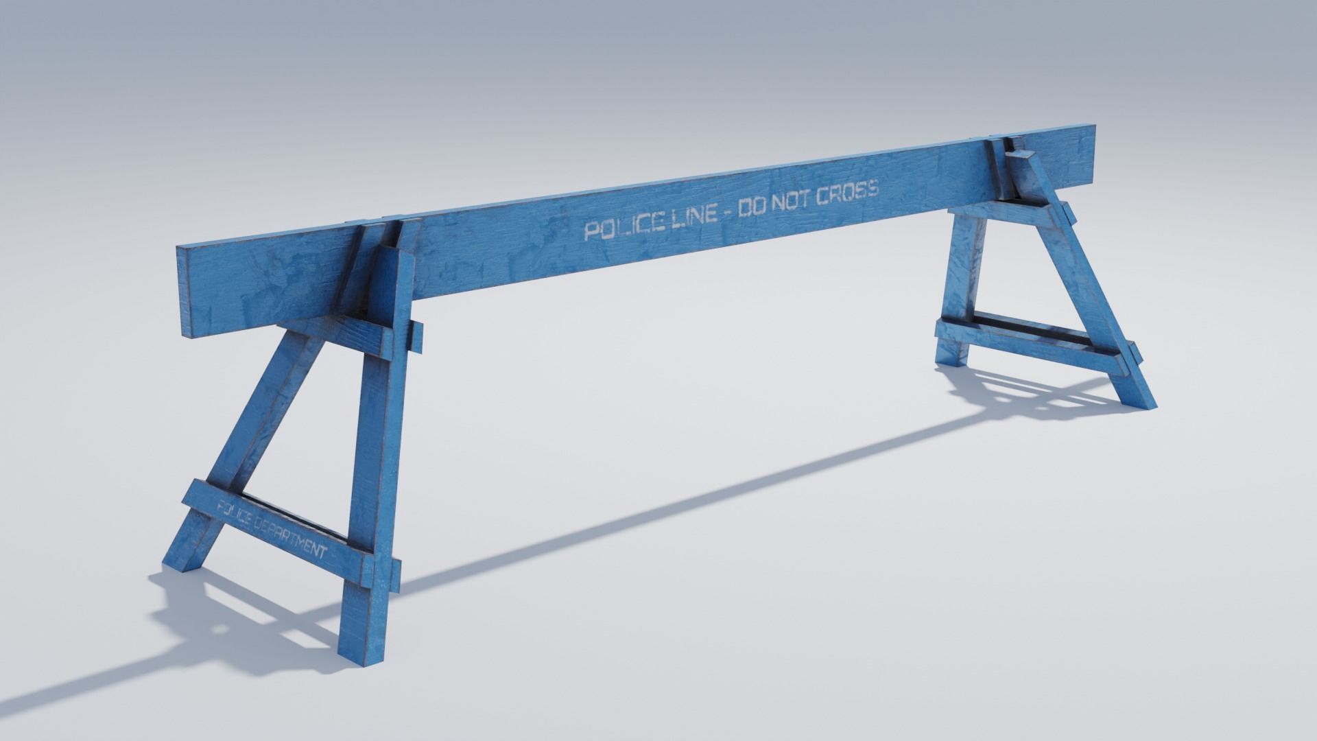 Wooden Police Barriers with 4K Textures Low-poly 3D model_4