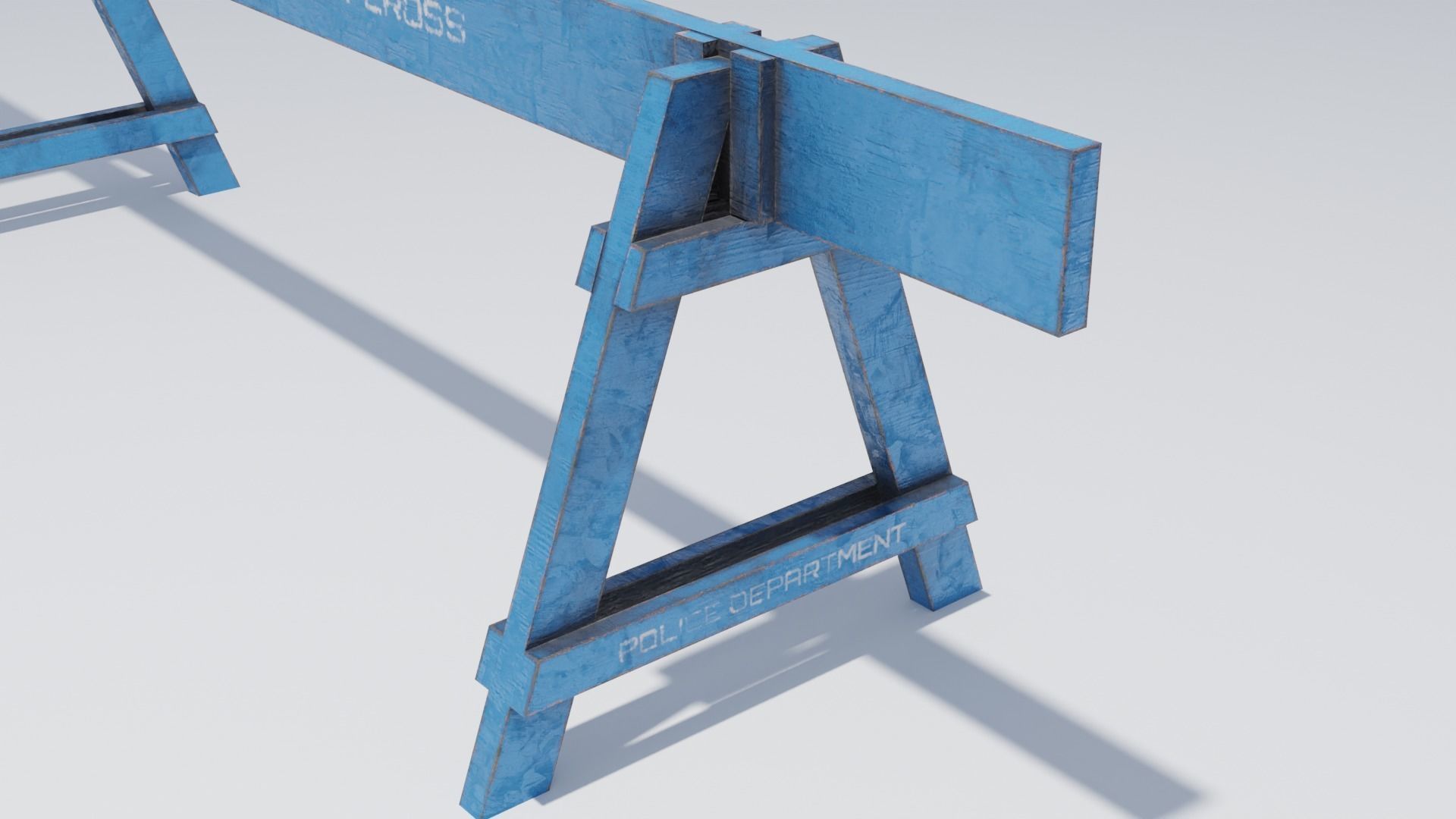 Wooden Police Barriers with 4K Textures Low-poly 3D model_7