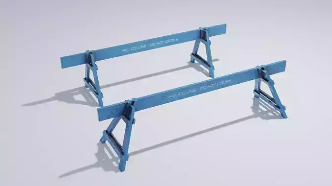 Wooden Police Barriers with 4K Textures Low-poly 3D model