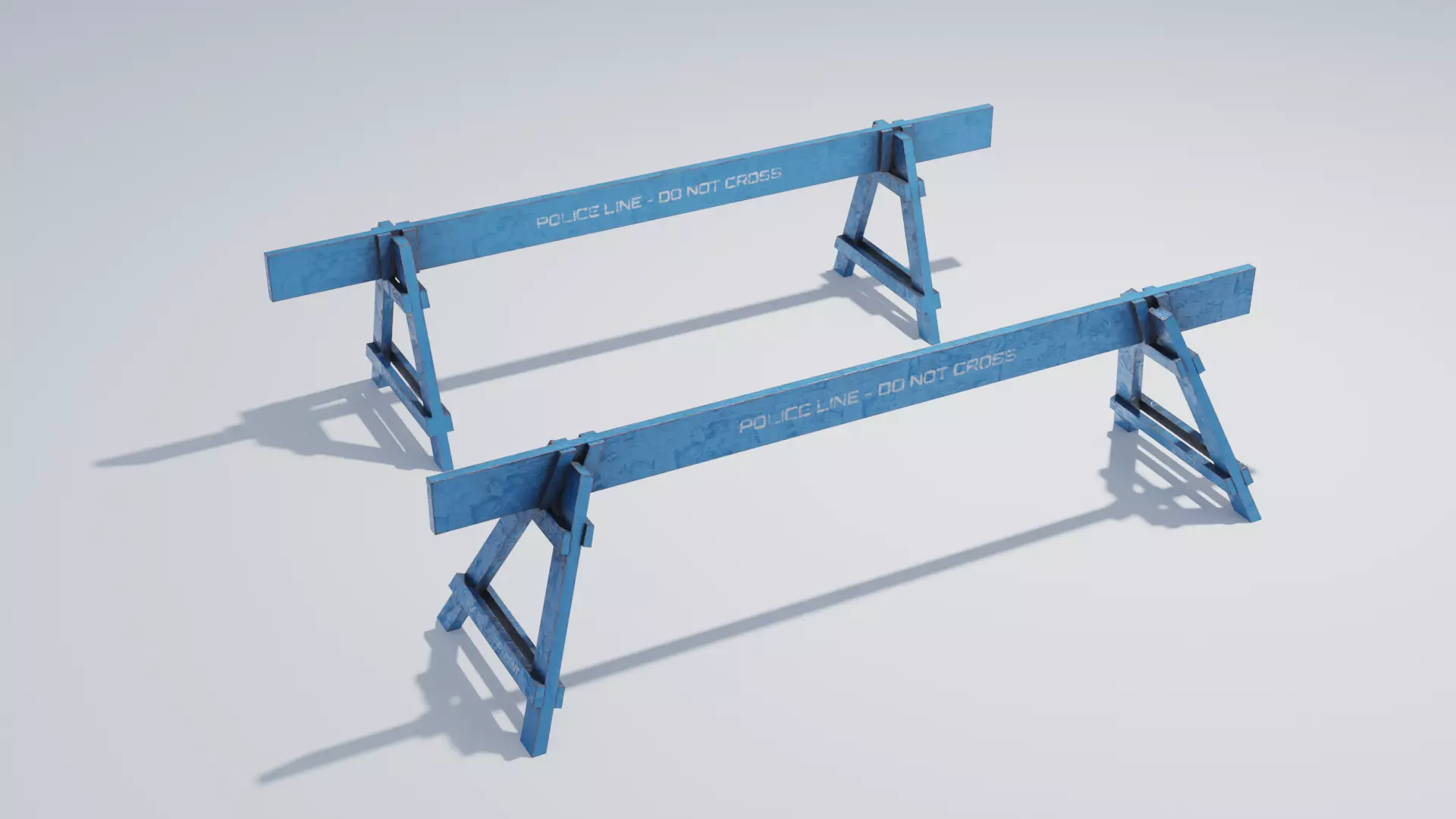 Wooden Police Barriers with 4K Textures Low-poly 3D model_0