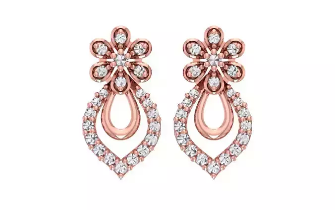 Women Drop Earrings 3dm STL OBJ FBX Renders Details