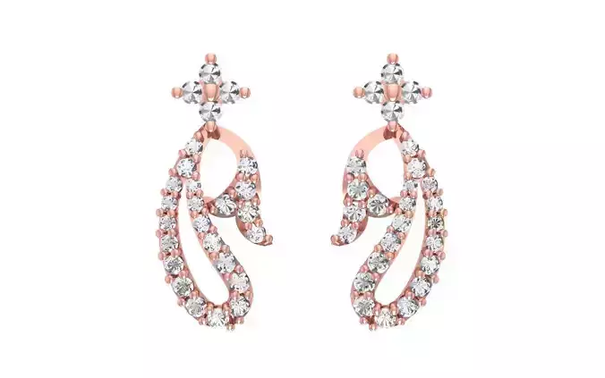 Women Drop  Earrings 3dm STL OBJ FBX Renders Details