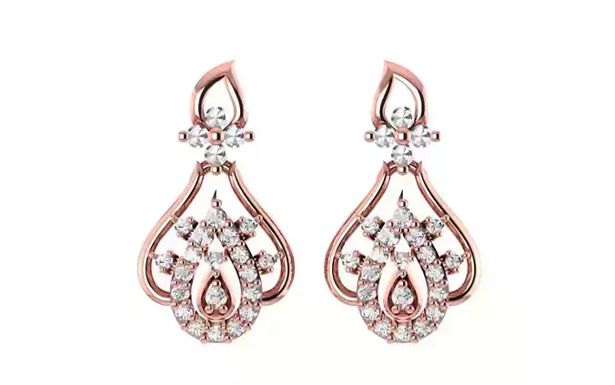 Women Drop  Earrings 3dm STL OBJ FBX Renders Details