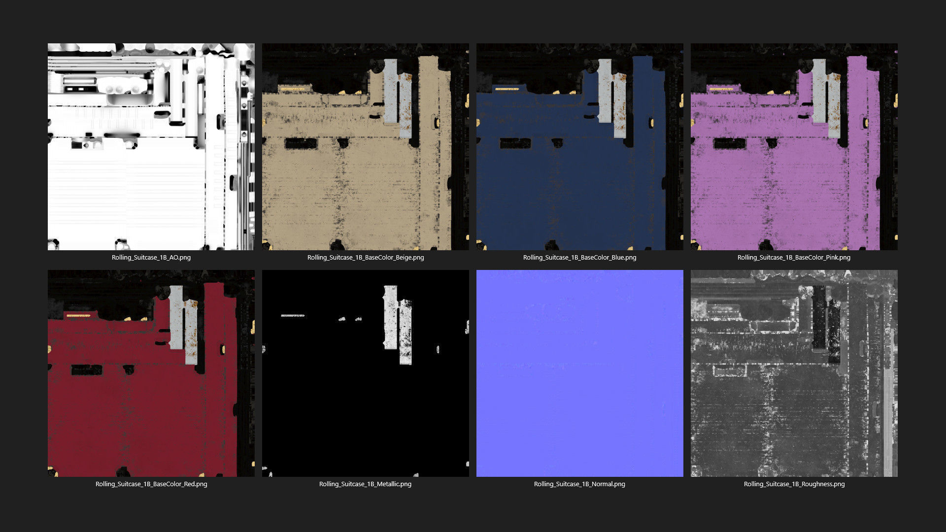 Rolling Suitcase 1B Low-poly 3D model_11