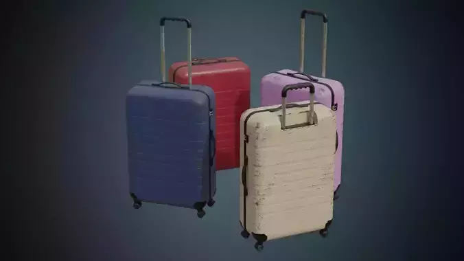 Rolling Suitcase 1B Low-poly 3D model