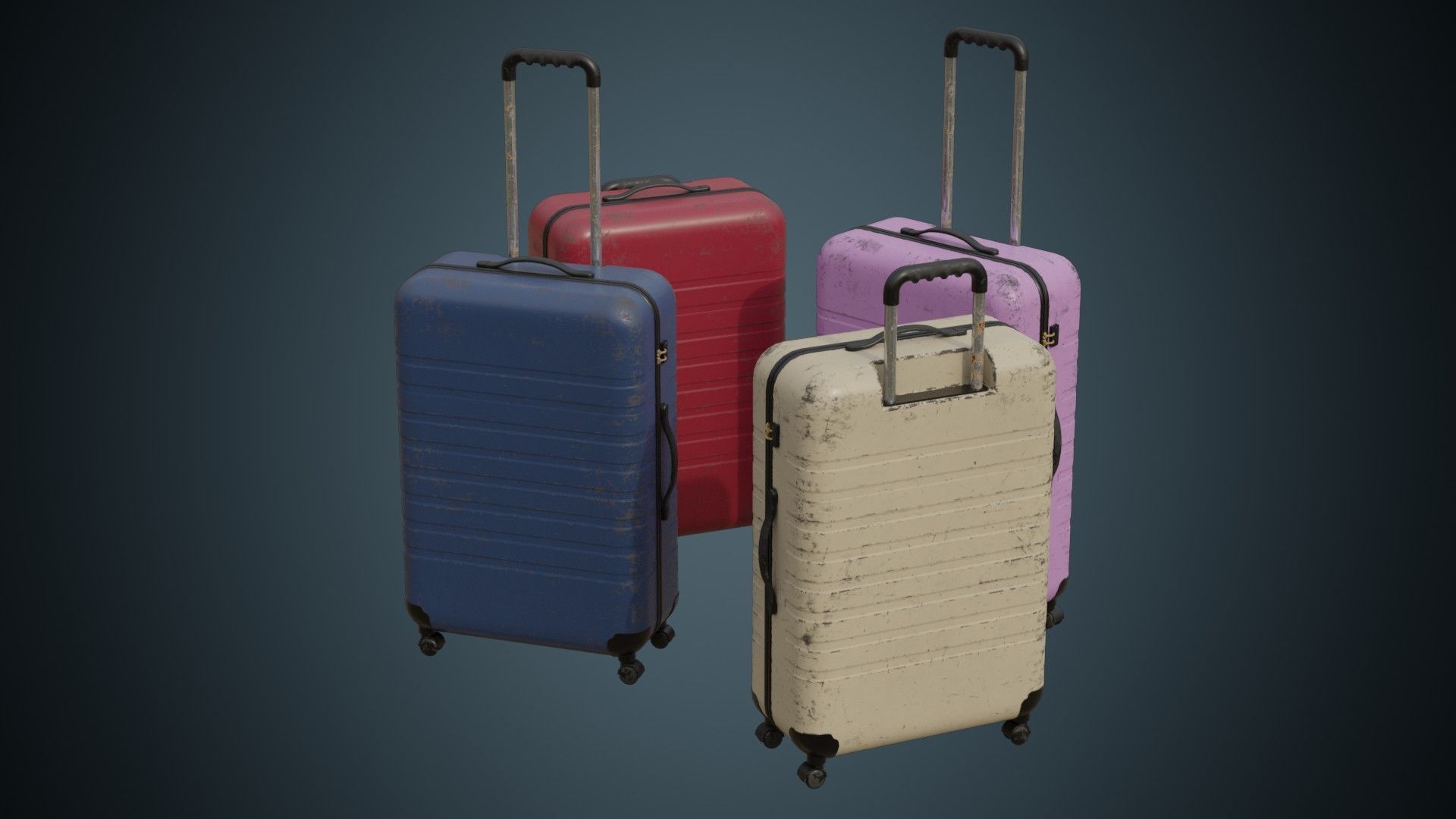 Rolling Suitcase 1B Low-poly 3D model_0
