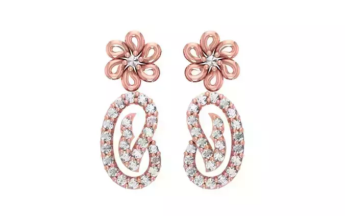 Women Drop  Earrings 3dm STL OBJ FBX Renders Details