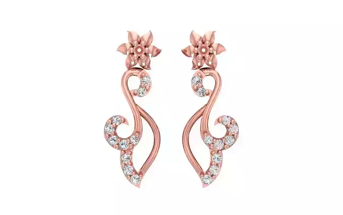 Women Drop  Earrings 3dm STL OBJ FBX Renders Details