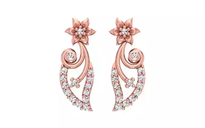 Women Drop Earrings 3dm STL OBJ FBX Renders Details
