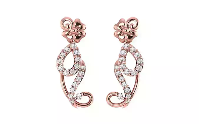 Women Drop Earrings 3dm STL OBJ FBX Renders Details