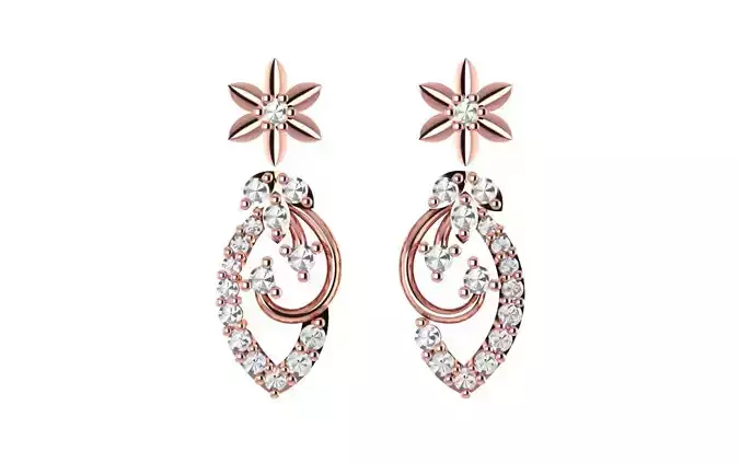 Women Drop Earrings 3dm STL OBJ FBX Renders Details
