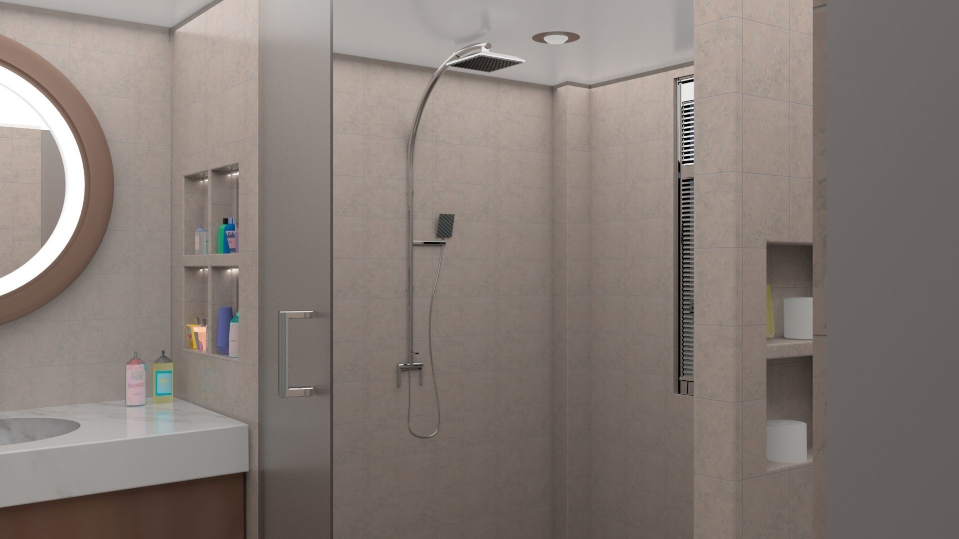 washroom modern bathroom in space Low-poly 3D model_2