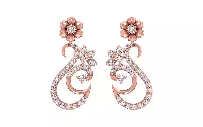 Women Drop Earrings 3dm STL OBJ FBX Renders Details