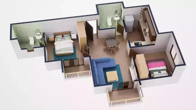 3D Floor Plan Model 27