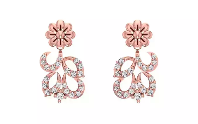 Women Drop Earrings 3dm STL OBJ FBX Renders Details