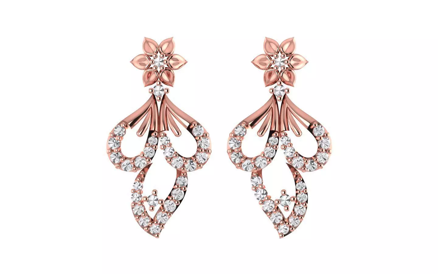 Women Drop Earrings 3dm STL OBJ FBX Renders Details 3D print model_0