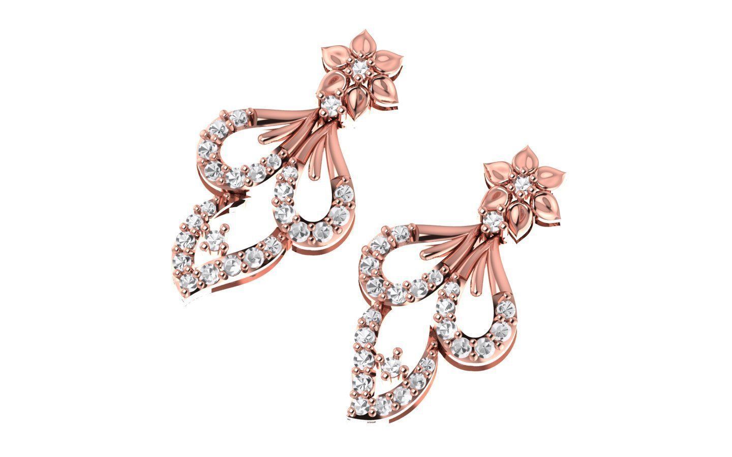 Women Drop Earrings 3dm STL OBJ FBX Renders Details 3D print model_1