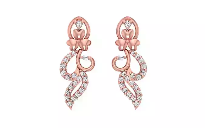 Women Drop Earrings 3dm STL OBJ FBX Renders Details