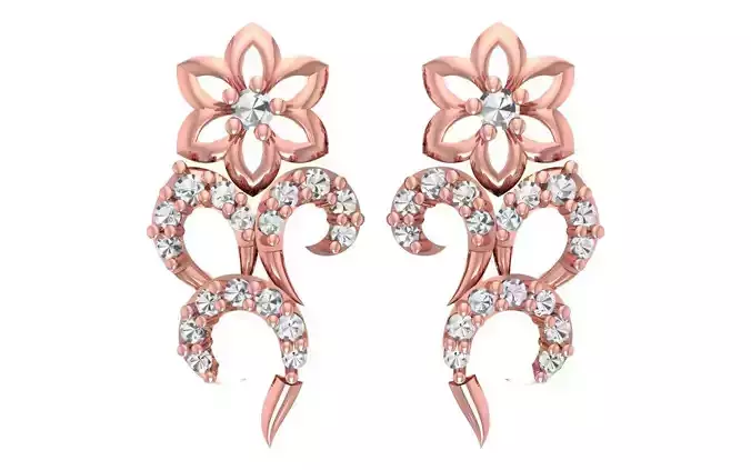 Women Drop Earrings 3dm STL OBJ FBX Renders Details