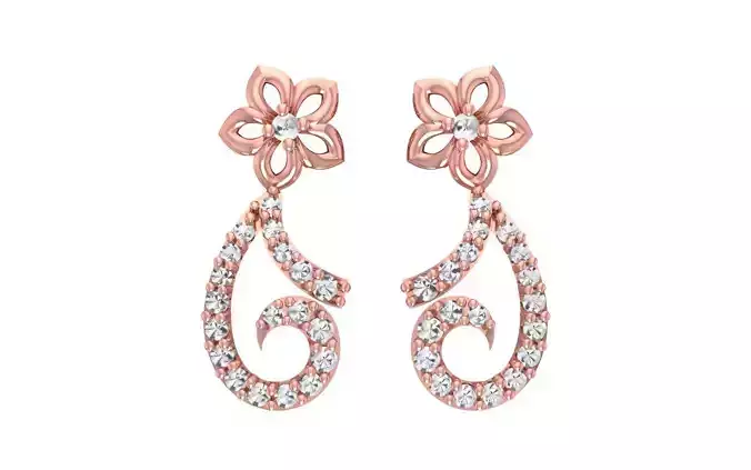 Women Drop  Earrings 3dm STL OBJ FBX Renders Details 3D print model