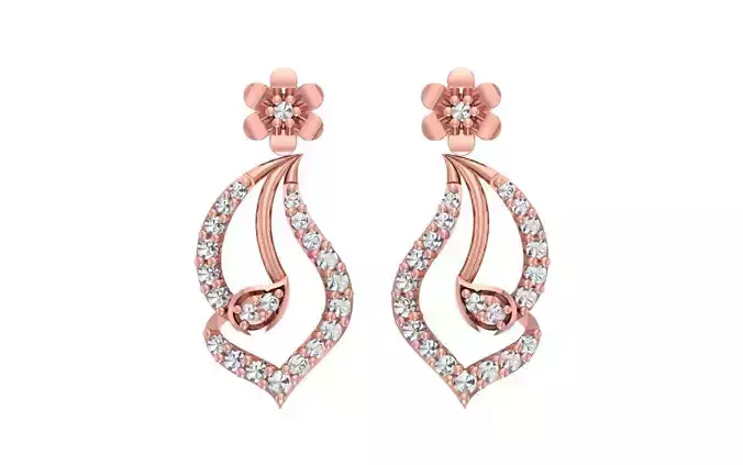 Women Drop  Earrings 3dm STL OBJ FBX Renders Details 3D print model
