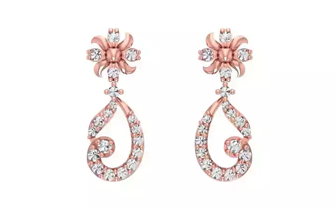 Women Drop  Earrings 3dm STL OBJ FBX Renders Details 3D print model