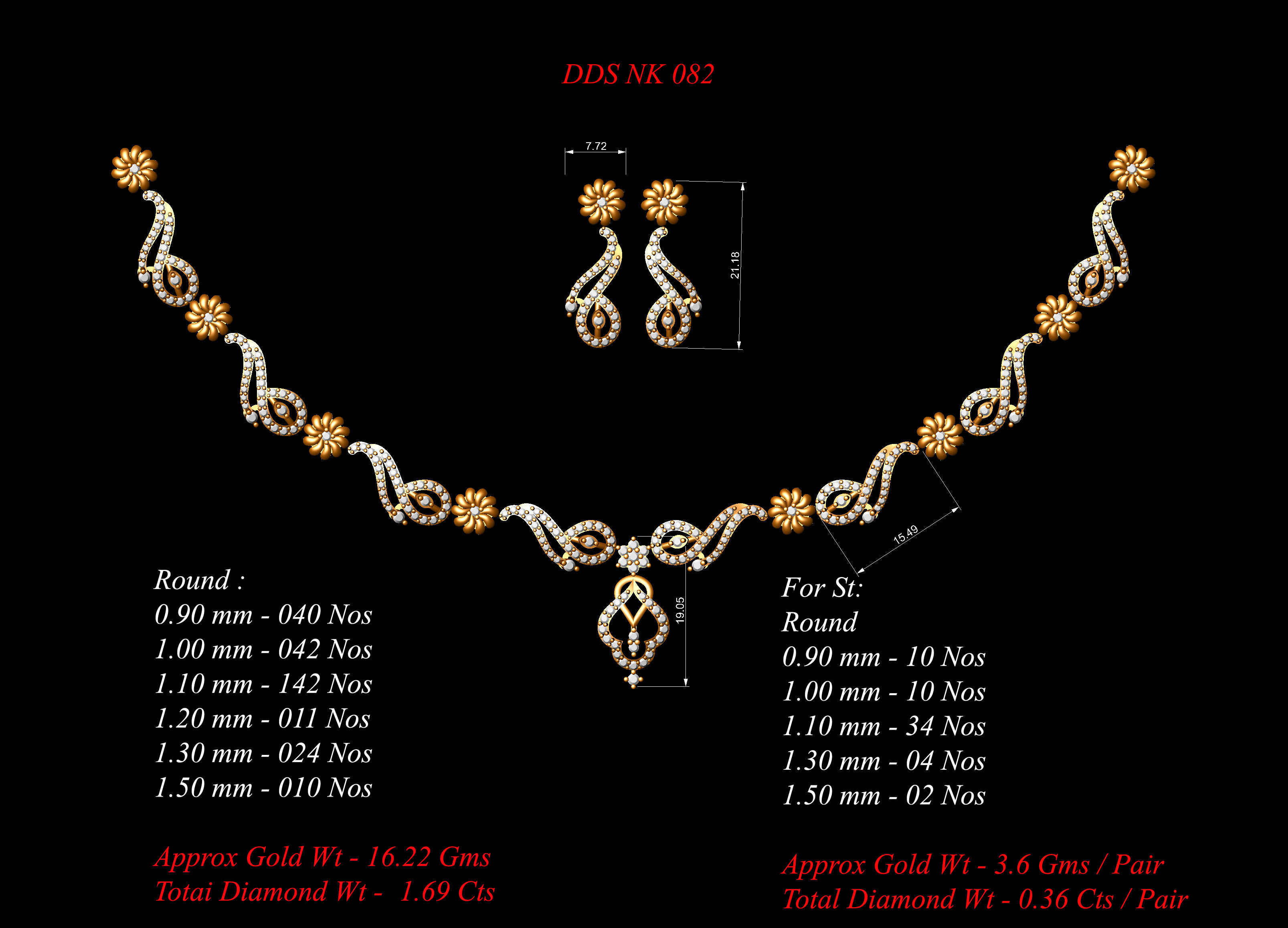 Women Drop Earrings 3dm STL OBJ FBX Renders Details 3D print model_3