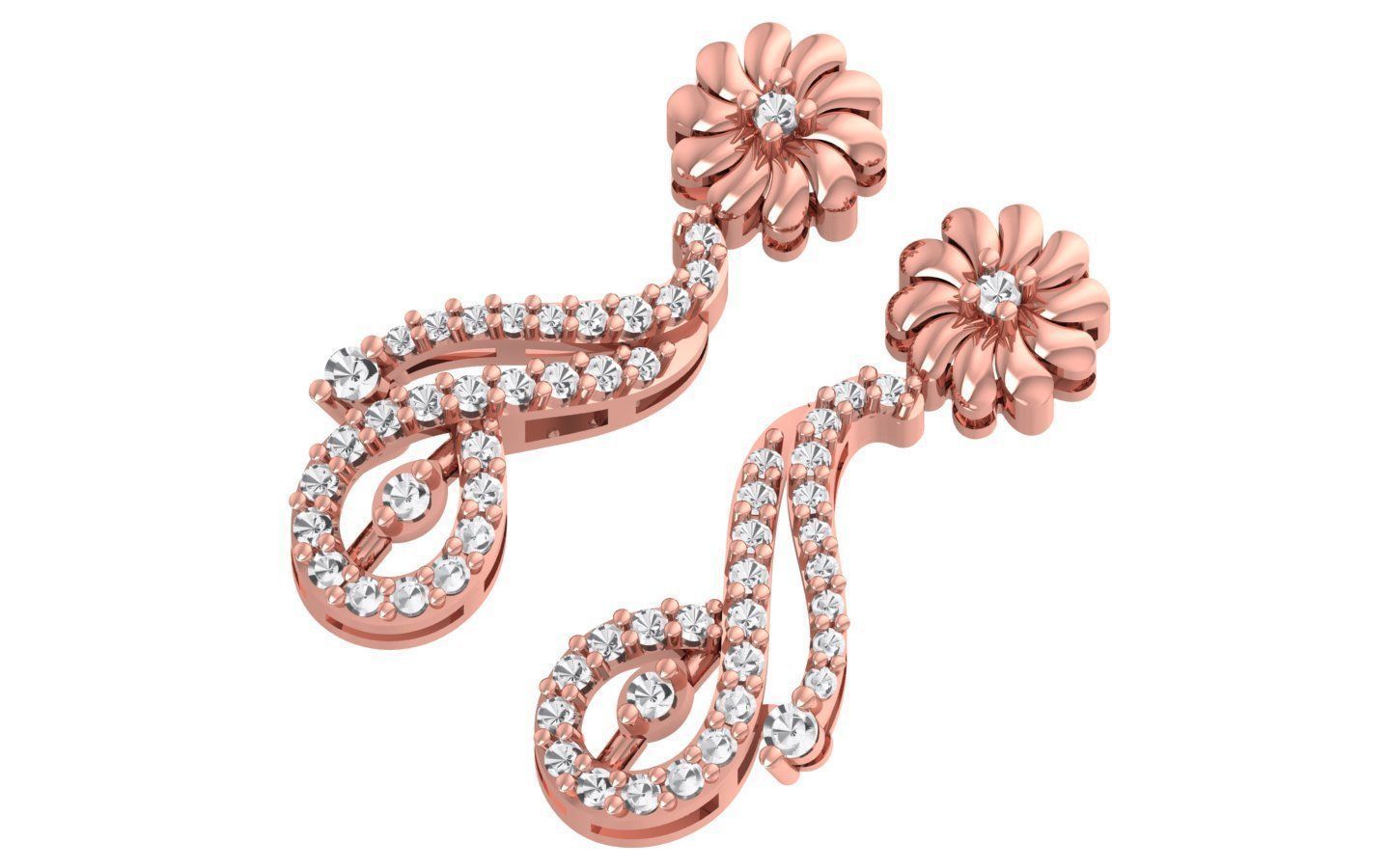 Women Drop Earrings 3dm STL OBJ FBX Renders Details 3D print model_1