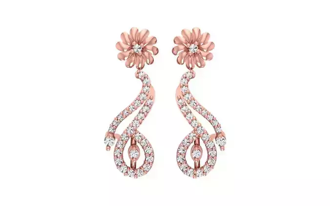Women Drop Earrings 3dm STL OBJ FBX Renders Details